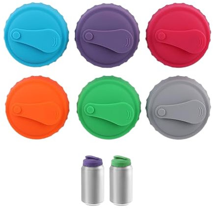 6PCS Can Lids for Fizzy Drink Silicone Soda Can Lids Reusable Can Covers with Straws Spill-Proof Straw Soda Can Lid Anti Leak Can Covers for Drinks Cans for Standard Size Soda Beer Energy Juice Coke