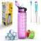K-MART Sports Water Bottle with Straw and Time Marking, and 32OZ Capacity - Motivational and BPA-Free Bottle for Running, Gym, Yoga, Outdoors, and Camping (Style-1, Lavender)