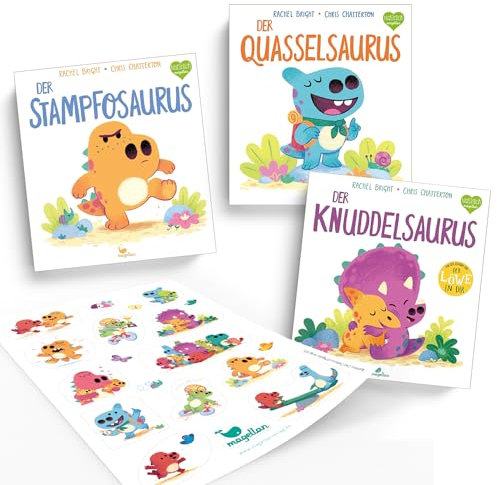 Der Knuddelsaurus, Der Stampfosaurus & Der Quasselsaurus von Rachel Bright – Bilderbuch Set für Kinder & Eltern ab 3 Jahren inkl. Stickerset – Dino-Geschichten über Streit Wut Zuhören & Rücksichtnahme