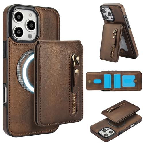 DMaos für iPhone 12 Mini Hülle mit Brieftasche Kartenhülle, Trennbar Kompatibel mit Magsafe, PU-Leder-Ausweisständerhalter, klassisch für iPhone12 Mini 2020 5,4 Zoll – Braun
