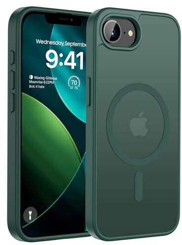 KPPIT für iPhone 16e/17e Hülle, Kompatibel mit MagSafe, Grün | Starke Haftkraft Magnetring, Kameraschutz mit erhöhten Rändern, Militärschutz Stoßfest Kratzfest, Durchscheinend Rückseite