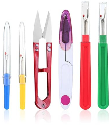 Dreamil Juego de 6 separadores de costura con tapa protectora, cortador de hilo, herramienta para quitar herramientas grandes y pequeñas