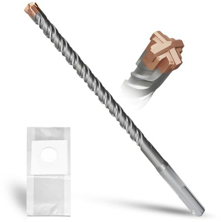 METOTY Broca SDS Plus de 10 mm × 210 mm, con 4 cuchillas de metal duro, cabeza con revestimiento, broca de piedra, martillo de hormigón, para piedra, hormigón, piedra natural, pared de ladrillo