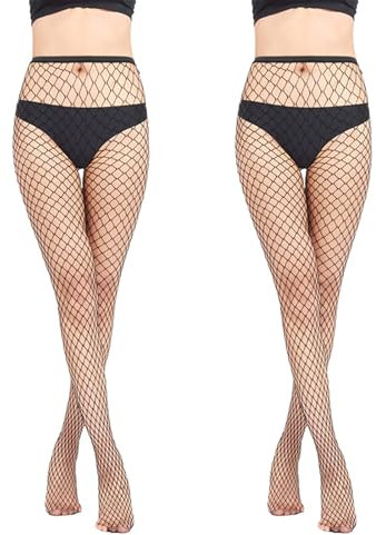 Medias Rejilla Mujer, Mujeres Fishnet Tights, 2 Piezas Medias De Red Negras para Mujer, Sexy, Cintura Alta, para Forma Unas Piernas Impecables, para Halloween, Fiestas De Disfraces, Negro