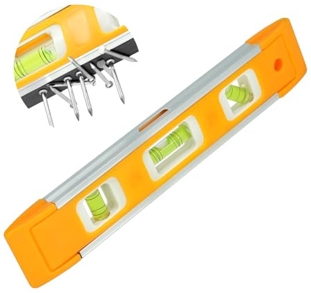 FungSun 230 mm Spirit Level Shock Proof Level Tool Magnet Torpedo Level Base | 3 Bubbles 45° 90° 180