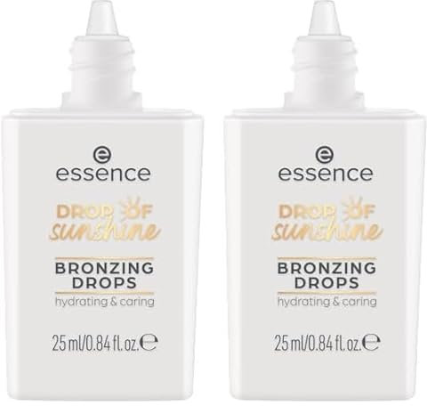 essence DROP OF sunshine BRONZING DROPS, Bronzer, Braun, feuchtigkeitsspendend, mit Vitaminen, pflegend, natürlich, strahlend, vegan, ölfrei, ohne Parabene, ohne Mikroplastikpartikel, 2er Pack (25ml)