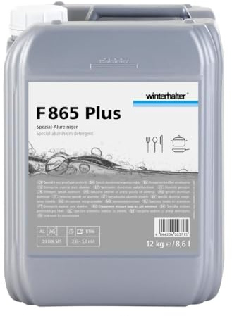 Winterhalter F865Plus Aluminium Safe Detergent, 8.6 Ltr | Specially formulated for commercial dishwashers to prevent glass corrosion while removing stubborn grease.