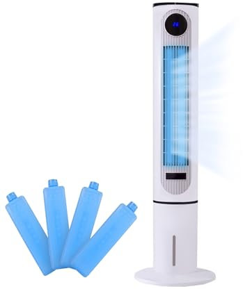 Zickdom Climatiseur Mobile Évaporation 4L - Rafraîchisseur d'Air Portable 3-en-1, avec télécommande,Oscillation 80°, Minuterie 12h,Commande à distance, Silencieux pour Chambre et Bureau white