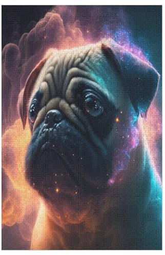 1000 Teile Puzzle Für Erwachsene, Mops -Puzzles, Kinder HolzPuzzle, Kreatives Puzzle, Geschenk Für Freunde Und Familie （78×53cm）