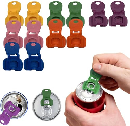 Getränkedosenöffner, 12 Stück Manueller Einfacher Öffner Dosenverschluss Getränkedosen, Dosen Verschluss aus Kunststoff für Cola, Bier, Getränke, Limonade, Einfacher Dosenöffner Set (12)