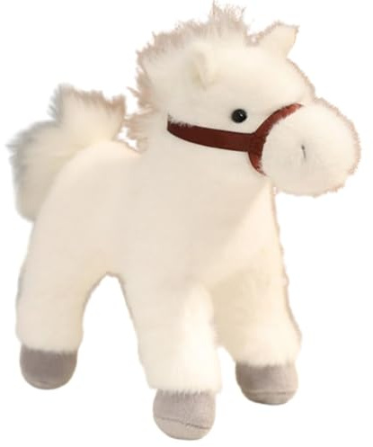 KUKUShining Pferd Plüschtier, Weiches Kuscheltier Cartoon Pony Puppen Süßes Flauschiges Plüschtier for Kinder Geschenk Geburtstag Deko(White)