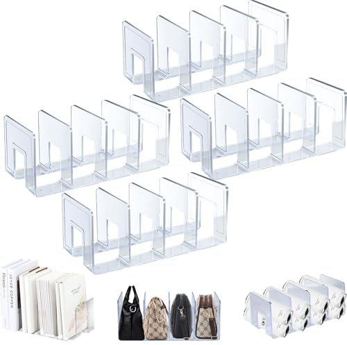 Lot de 4 porte-revues en acrylique transparent, organiseur de fichiers de bureau épais pour plateau de bouteille, organisateur de couvercle de cuisine, petit sac à main, pochette de séparation