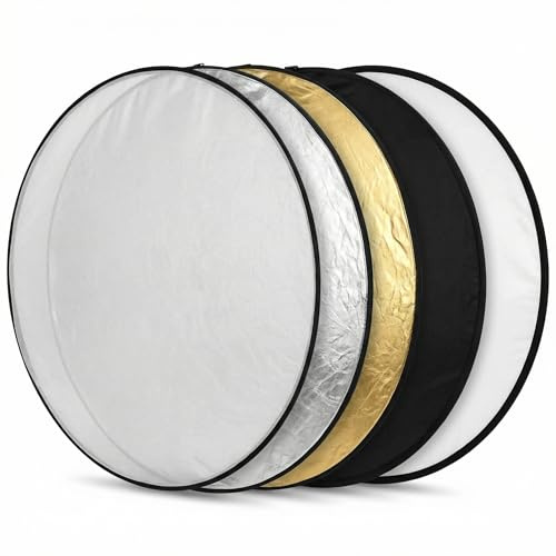 QWORK® 5 en 1 Réflecteur Pliable diffuseur 110 cm avec Sac de Transport - Idéal pour la Photographie en Studio et en extérieur