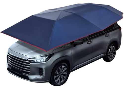 Ombrello Copri Auto Completamente Automatico con Telecomando, per Esterno Portatile,Tenda da Tetto Mantiene Fresco Il Tuo Veicolo, Tenda da Sole per Tetto Auto per la Maggior Parte. 4.5*2.3m-Blue