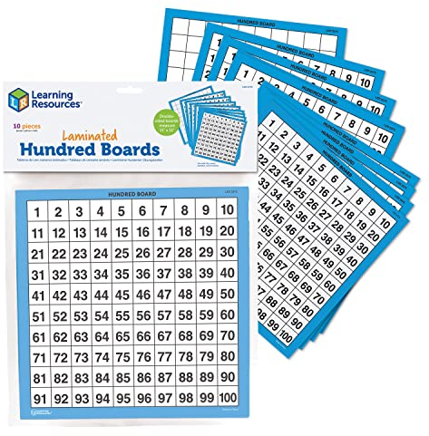 Learning Resources Abwischbare Hunderter-Übungsbretter (Set mit 10 Stück)