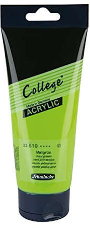 Schmincke - College Acrylic, Maigrün in 200 ml-Tube, 33510014, Acrylfarbe mit Künstler-Pigmenten in hoher Konzentration, deckend und lasierend, lichtecht, seidenmatt