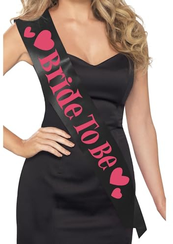 Smiffys Bride To Be Sash, Black with Pink Lettering, Hen & Stag Night Fancy Dress, Hen Party Dress Up Hen & stag / adult items Halloween