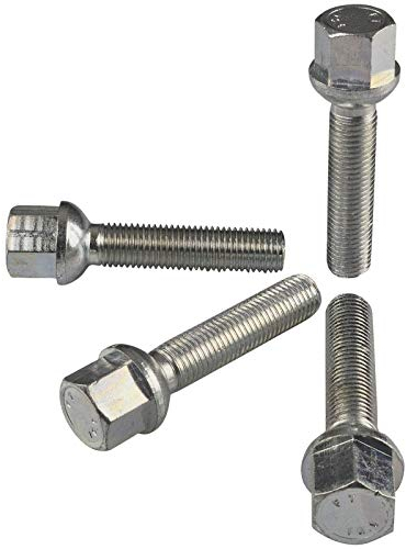 HASKYY 20 Radschrauben I M12x1,5x40mm R12 Kugelbund Kugel I Zink Silber I I SW 17mm I
