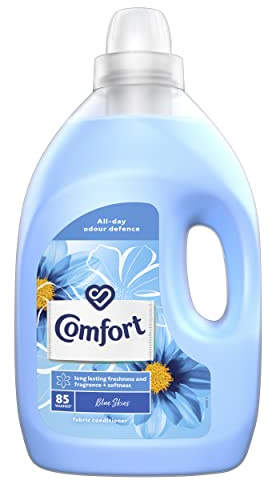 Comfort Blue Skies all-day odour defence for your clothes Fabric Conditioner for long-lasting freshness and fragrance + softness 85 Wash 3 l
