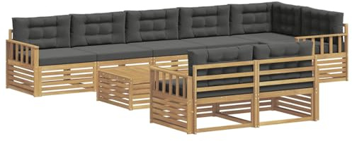 vidaXL Outdoor-Sofagarnitur 9 pcs Weiß und Anthrazit Polyester, Gartenlounge, robuster Outdoor-Sofa, modulares Möbel für Terrasse, Sitzbereich und Gemütlichkeit