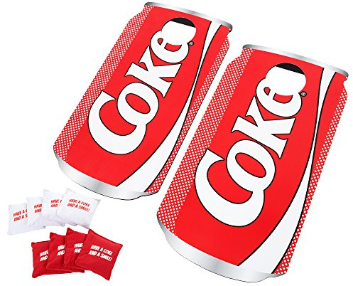 Hey! Play! Coca Cola Cornhole Outdoor Spielset mit 8 Sitzsäcken