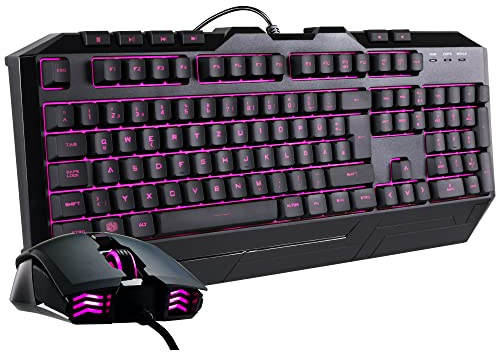 Cooler Master Devastator 3 Gaming Keyboard & Mouse Combo - Membrane Switches with 7 Colour LED Backlighting, Dedicated Media Keys & Wrist Rest - MM110 Gaming Mouse - QWERTZ DE Layout