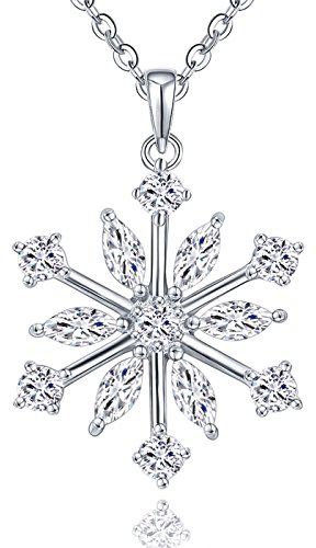 JO WISDOM halskette Schneeflocken Silber 925 Damen Zirconia Swarovski Kristall Anhänger Kette,Weihnachtsschmuck für Frauen