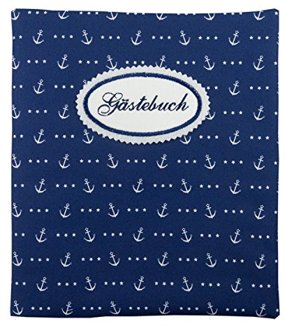 bettina bruder - Gästebuch Anker blau weiß - 22 x 25 cm - 144 Seiten/72 Blatt- feines Schreibpapier