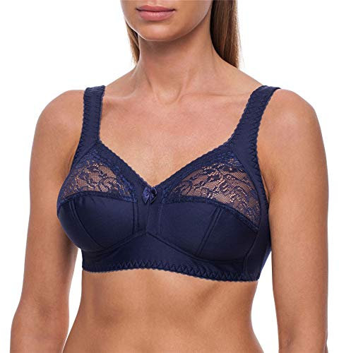 frugue Reggiseno Senza Ferretto Taglie Forti Pizzo Contenitivo Donna Blu IT 5C (EU 90C)
