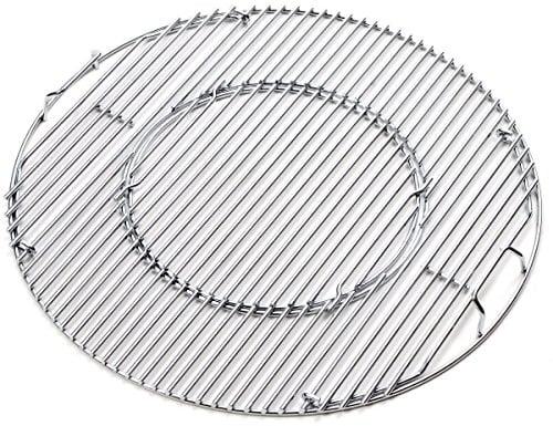 JX Edelstahl Grillrost 54,5 CM mit Grillrosteinsatz - Grillrost für Kugelgrill 57 cm wie Weber One Touch, Weber Performer, Weber Master touch - klappbar