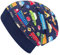 Wollhuhn Öko Warme Kuschelige Winter Jungen/Mädchen Winter Beanie-Mütze Mit Fleecefutter Versch. Motive (aus Öko-Stoffen, Bio) 20220666 (M, Autos Dunkelblau/Bunt)