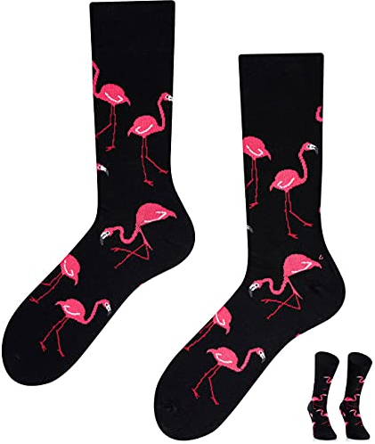 TODO Colours Lustige Socken mit Motiv - mehrfarbige, bunte, Verrückte für Herren und Damen (43-46, Flamingo Lover)