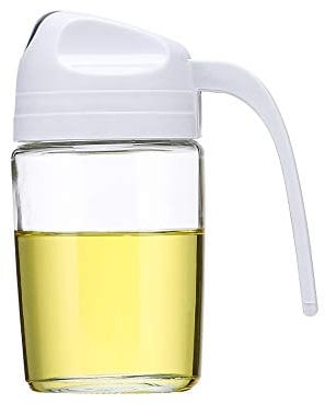 AINAAN Oil bottle Auto Flip Olive Oil Dispenser Bottle,Leakproof Condiment Container,Non-Slip Handle for Kitchen Cooking, 300ml, Gray
