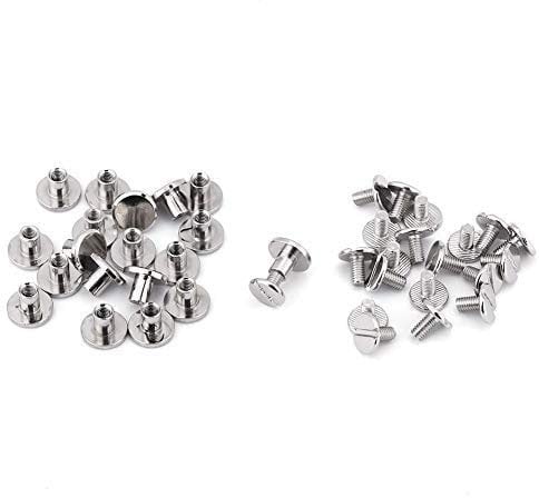 20Pcs/set Durable Brass Threaded Flat Head Nut Nail Rivets Screws Leather Craft Repair Supplies Flat Belt Screw Leather Craft Brass Solid Rivets Stud Head(6.5mm)