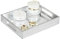 Vixdonos Decorative Mirror Tray,Silver Vanity Tray,Leather Catchall Organizer for Makeup,Perfume and Cosmetic on Dresser or Coffee Table(Small, Silver)