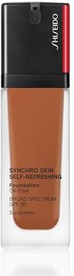Shiseido Synchro Skin Self-Refreshing Foundation LSF 30, 520 Rosewood – Mittel, aufbaubare Deckkraft + 24 Stunden Tragedauer – Wasserfest & übertragungsbeständig – nicht komedogen