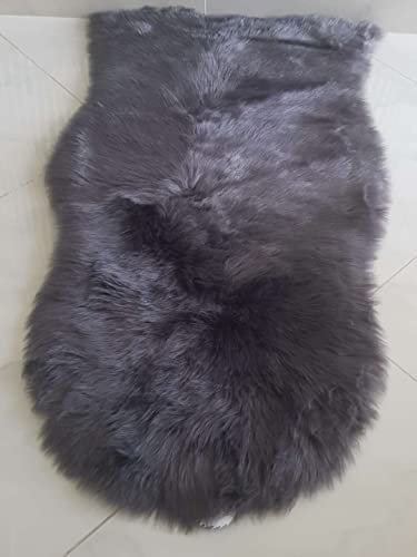 Householdfurnishing Lambskin Sheep Skin 100% Polyester Faux Fur Soft Door Mats Rug (Dark Grey, 60X110)