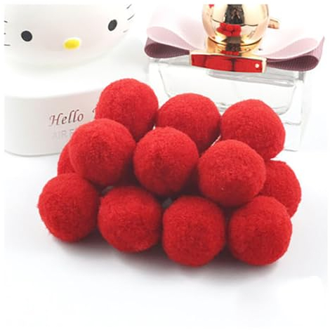 Egurs 100 Stück 3cm Pom poms Pompons zum Basteln Flauschige Bälle Hohe Elastische Kleine Pompons Plüsch Bälle 30mm Bunte Bommeln Bälle für DIY Kreative Handwerk Dekoration Rot