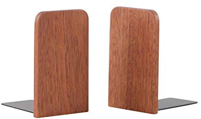 Muso Wood Buchstützen für Regale, rutschfeste Buchstützen, robuste Buchstütze aus Holz für Bücher und Filme (Sapeli 1 Paar)