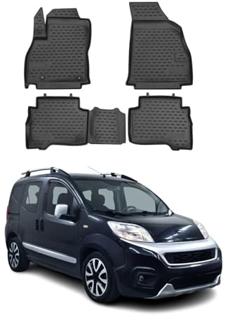 OMAC Fußmatten für FIAT Fiorino Qubo 2008-2021 TPE 4X Schwarz | Gummimatten, Automatten, Allwetter, fahrzeugspezifisches Produkt, Antirutsch, 3D-Passform, wasserdicht