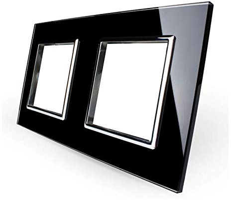 Rote Designer Steckdose 1-5 Fach inkls. Glasrahmen in Schwarz LEG-77219-VL-SR-12 (Glasrahmen 2 Fach schwarz VL-C7-SR-SR-12)