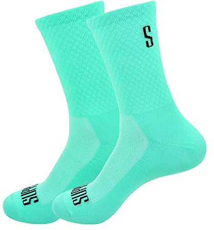 Support Herren-Fahrradsocken, atmungsaktive Technologie, rutschfeste Faser, unisex, einfarbig, Zubehör für Radfahren, Wandern, Klettern, Azure's 45-46 EU