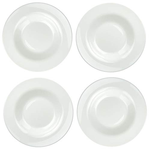 Acoroc Pizzateller Ø 32cm oder Pastateller Ø 28,5cm in Weiß oder Schwarz - 2er, 4er oder 6er Sets - Spülmaschinenfest Mikrowellengeeignet (Pasta Ø 28,5cm - Weiß, 4 Stück)