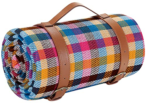 YDPlaier Picnic Blanket Waterproof, Beach Blanket Portable with Carry Strap Outdoor Camping Party, Large Foldable Sand Proof for Wet Grass Hiking or Kids Playground Picnic Mat