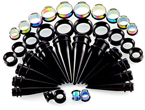 X/L Ohrmessgerät-Set, Piercing-Taper, Ohrringe, Tunnel, Edelstahl, Expander – Ohrmesser, Expander Set, Körper-Piercing, Schmuck, 10 mm bis 20 mm, 36-teiliges Set (Farbe: 05)