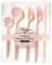 Decor Decorline - Ensemble de couverts réutilisables en plastique robuste - 40 pièces - Chacun avec 16 fourchettes, 8 couteaux, 8 cuillères et 8 cuillères à dessert - Noble Collection - Perles roses