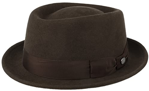 LIERYS Crushable Pork Pie Hut Herren Damen Hut aus 100% Wollfilz Wasserabweisend Mit Garniturband Made in Italy Herbst Winter braun 56 cm