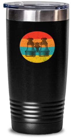 590 ml Trinkglas, Edelstahl, isoliert, lustiges Fernglas mit Vogelbeobachter