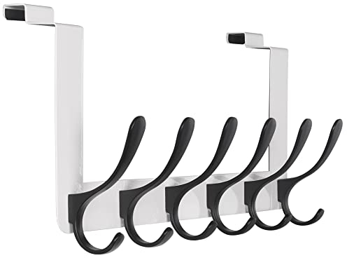SKOLOO Crochet de porte en métal sans perçage pour porte-serviettes, manteaux, noir sur blanc
