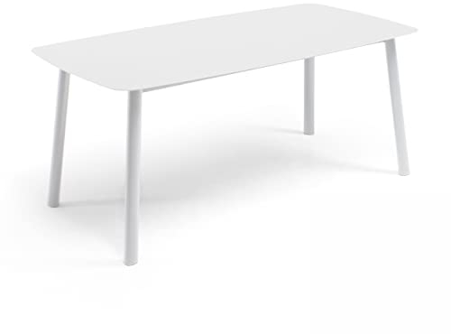 Oviala Rechteckiger Gartentisch aus Aluminium und Sinterstein, Weiß